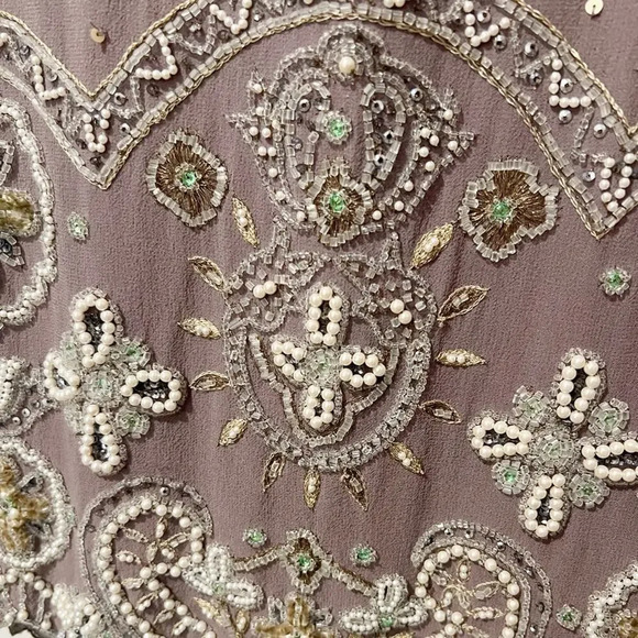 JOVOVICH HAWK Silk Embellished Beaded Dress in Grey size 4‎ - Picture 8 of 10